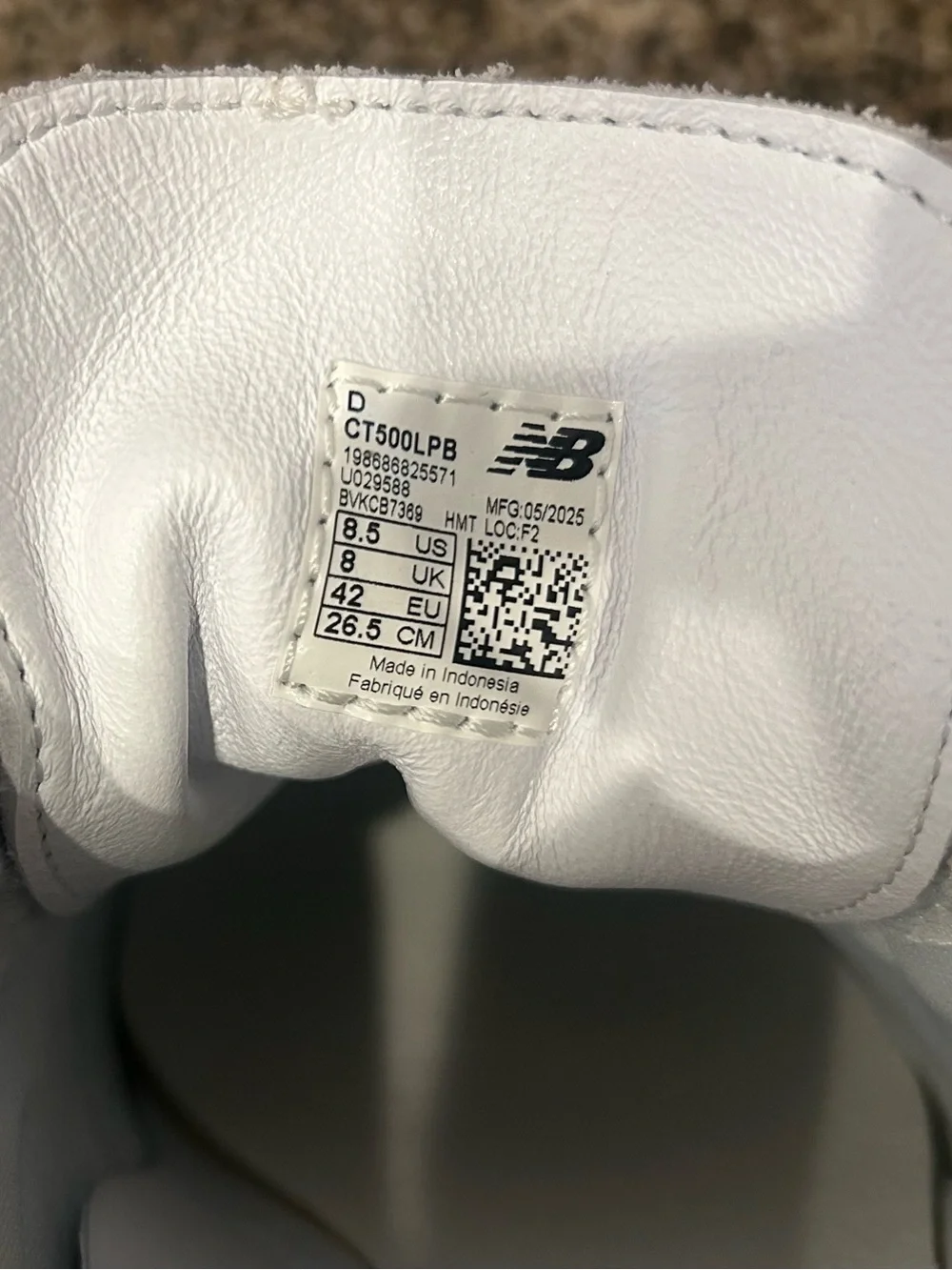 New Balance Kids White Sneakers with Maroon 'N'